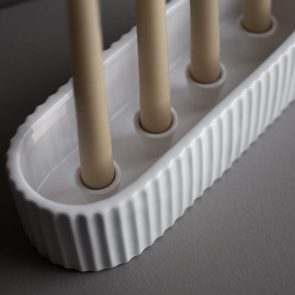 Kerzenhalter Stripe - weiß