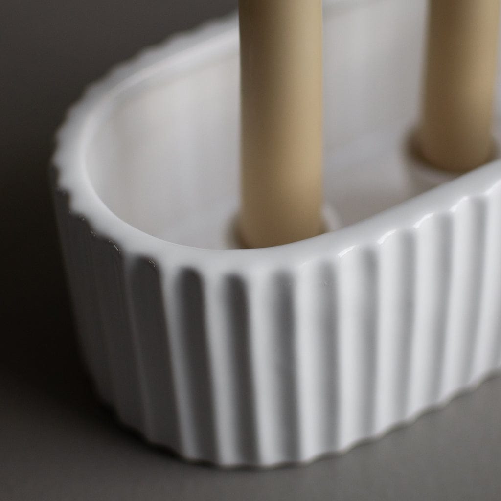 Kerzenhalter Stripe - weiß