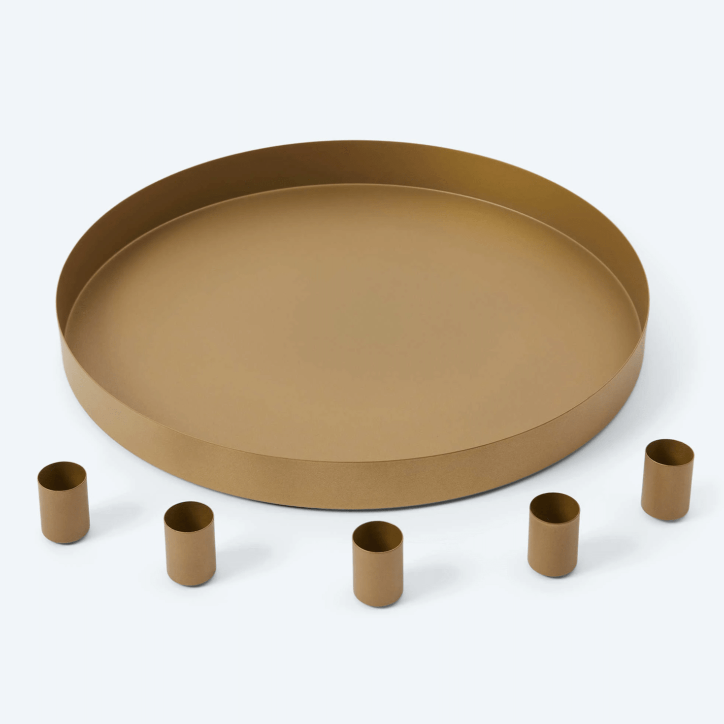 Kerzentablett aus Metall 30cm mit 5 magnetischen Kerzenhaltern gold