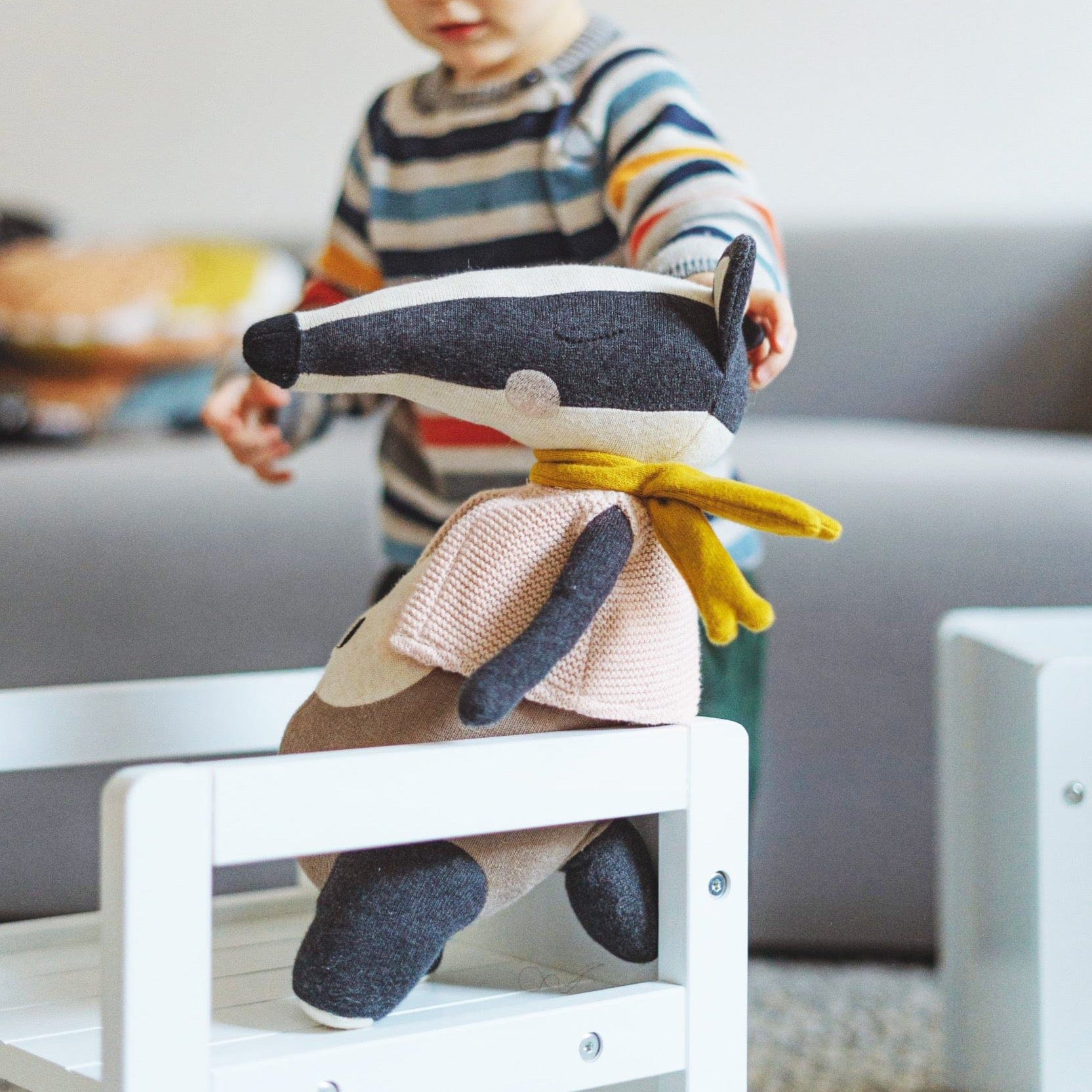 Kuscheltier Dachs aus Strickstoff