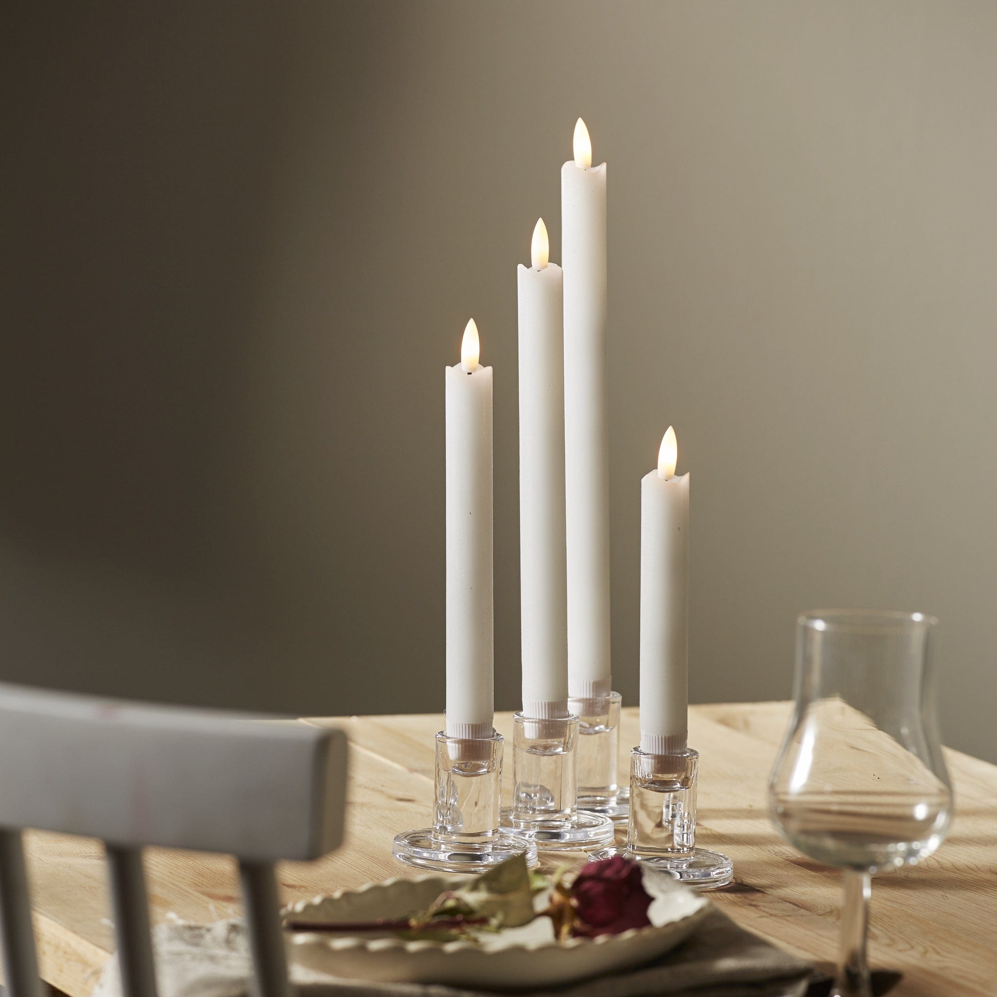 LED-Kerze Stabkerzen 4er Pack versch. Größen - weiß