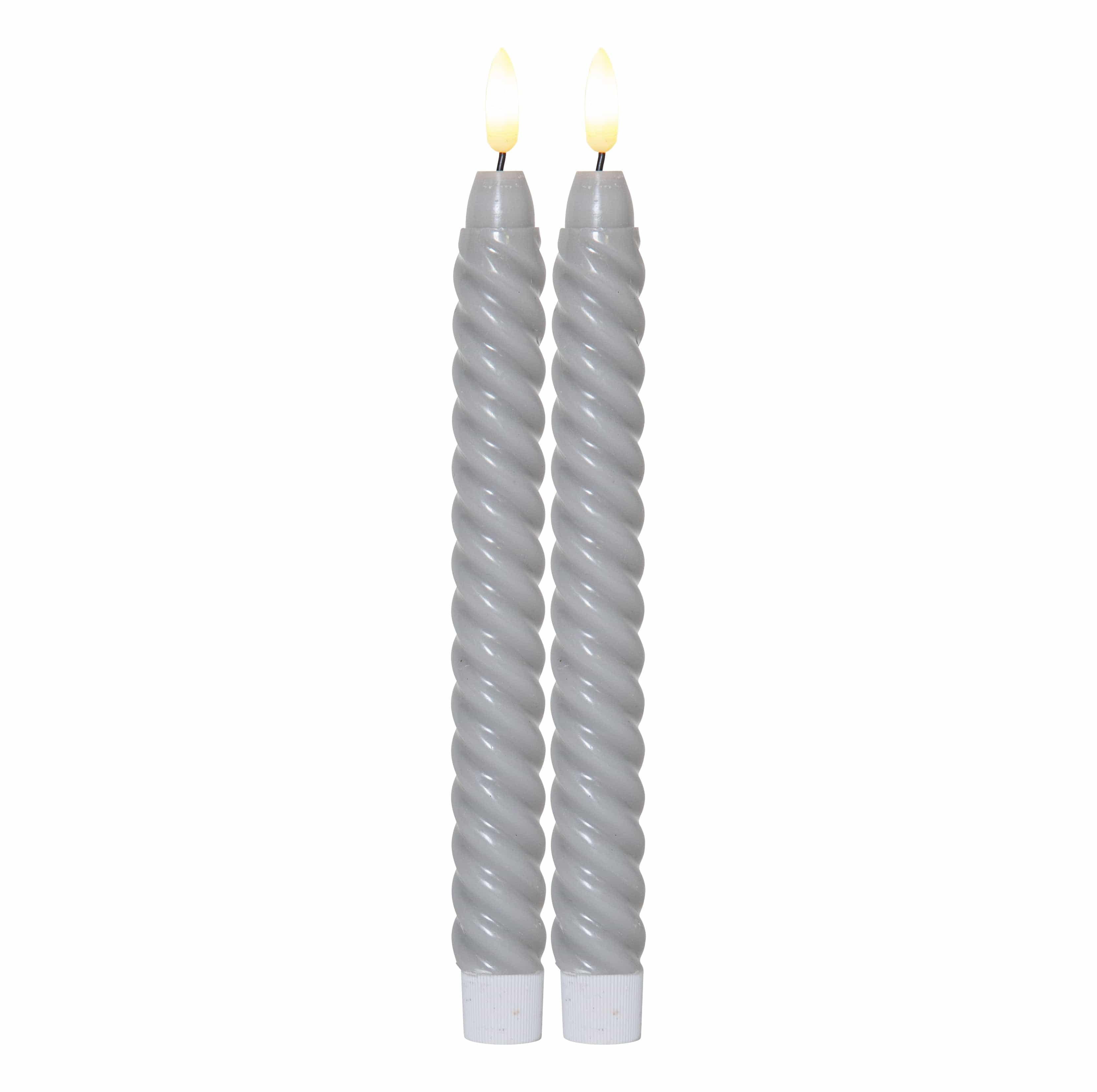 LED Stabkerze gedreht twisted in grau von mkono