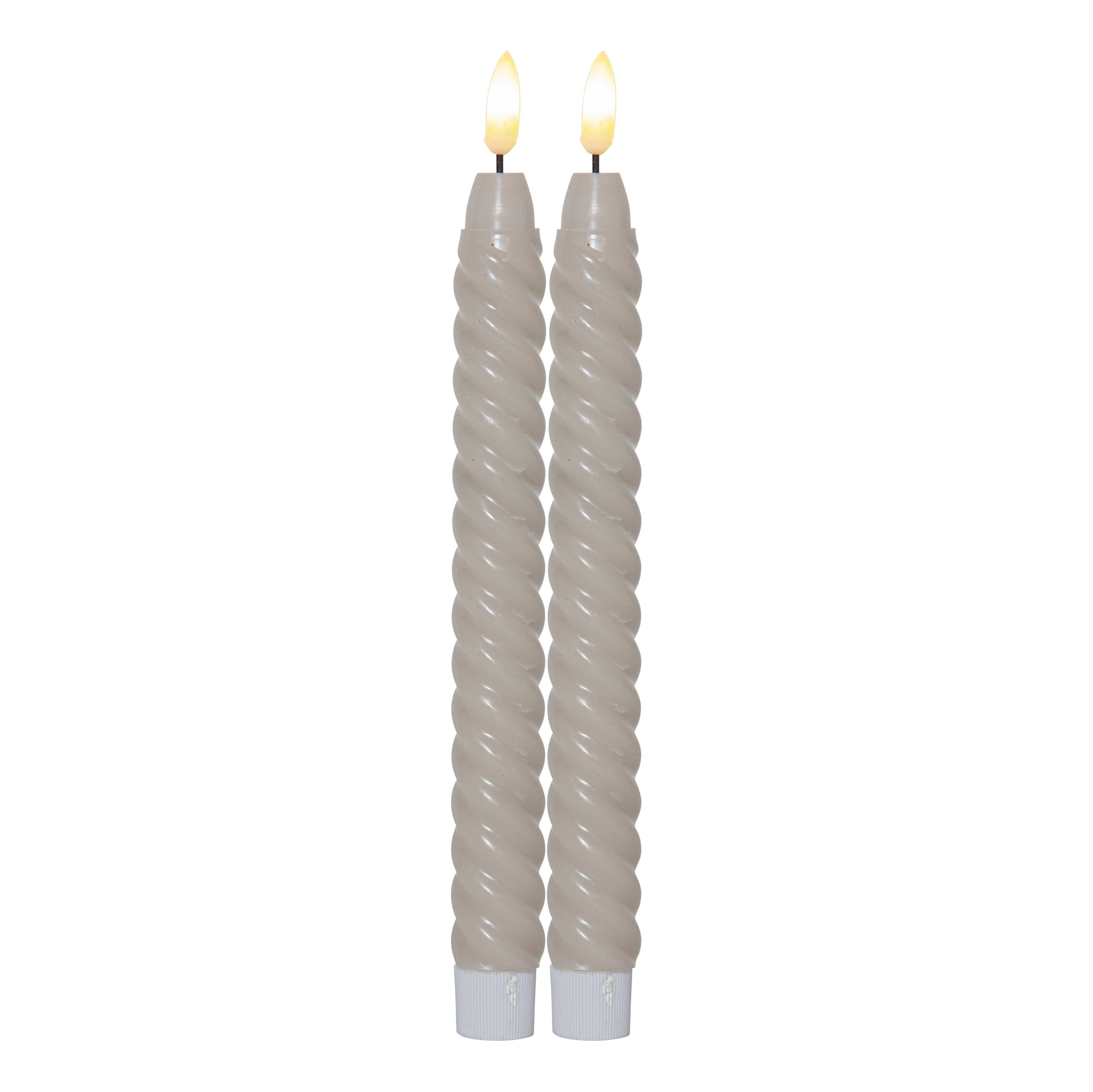 LED Stabkerze gedreht twisted in beige von mkono