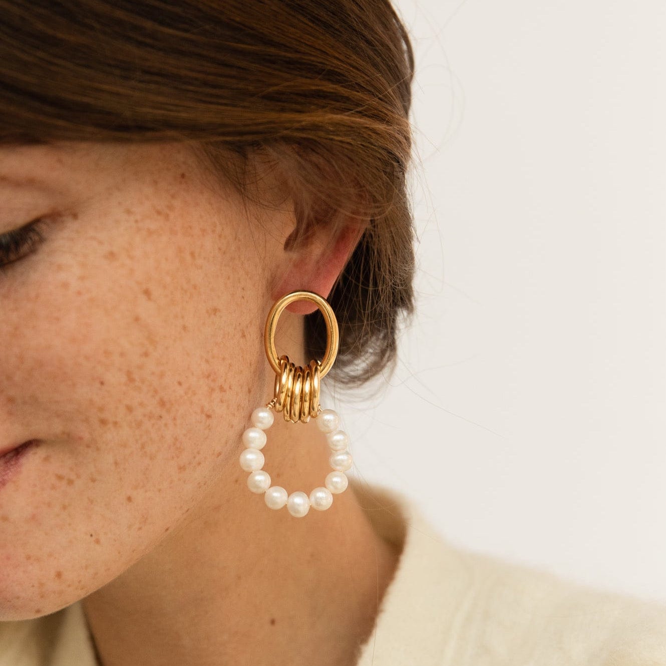 Ohrringe Rita pearl - gold