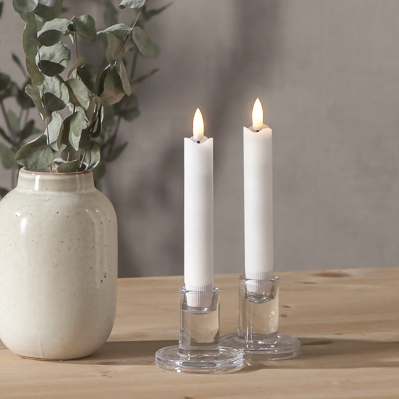 LED Stabkerze 15cm 2er Pack in weiß von mkono