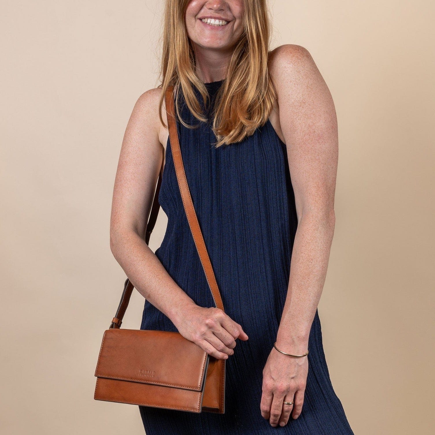 Stella Tasche - Leder Cognac mit 2 Straps