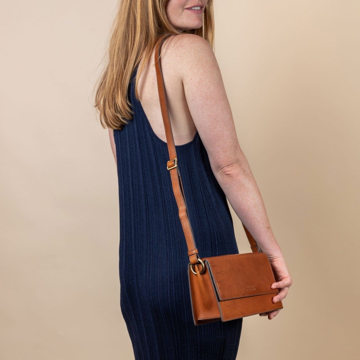 Stella Tasche - Leder Cognac mit 2 Straps