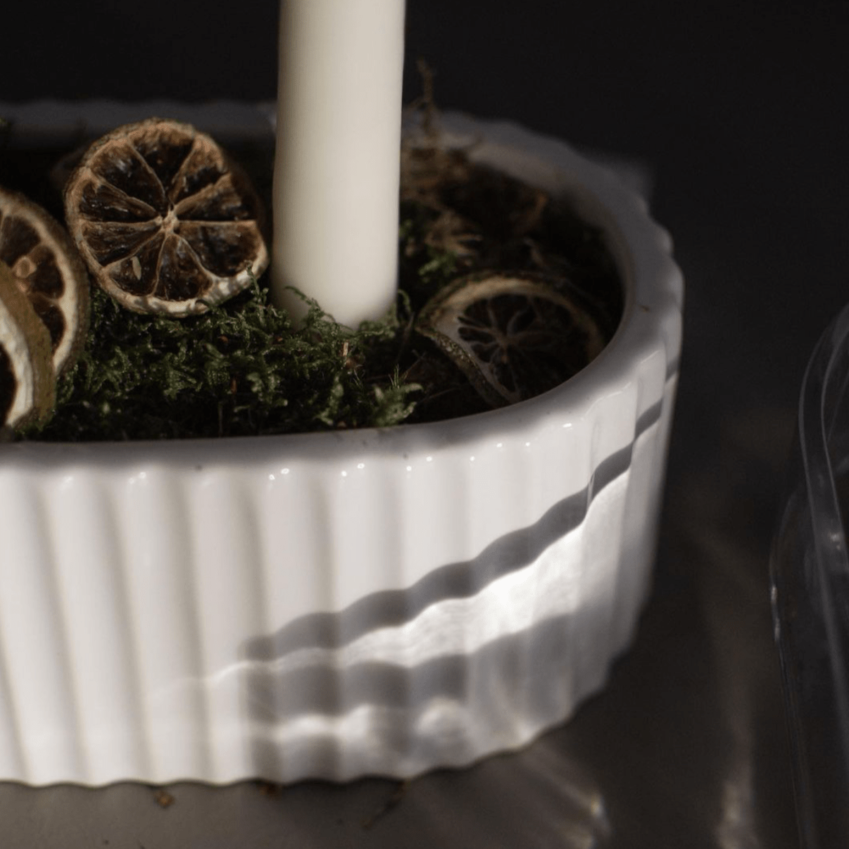 Kerzenhalter Stripe - weiß