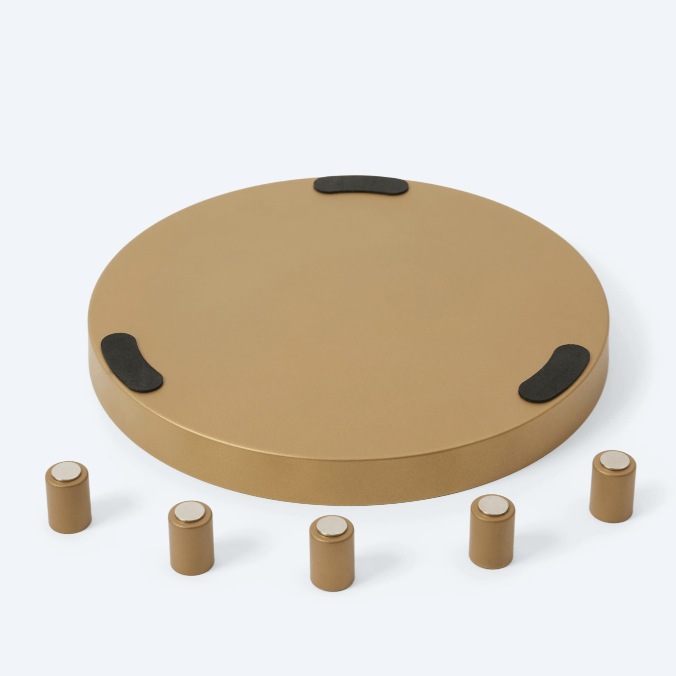 Kerzentablett aus Metall 30cm mit 5 magnetischen Kerzenhaltern gold