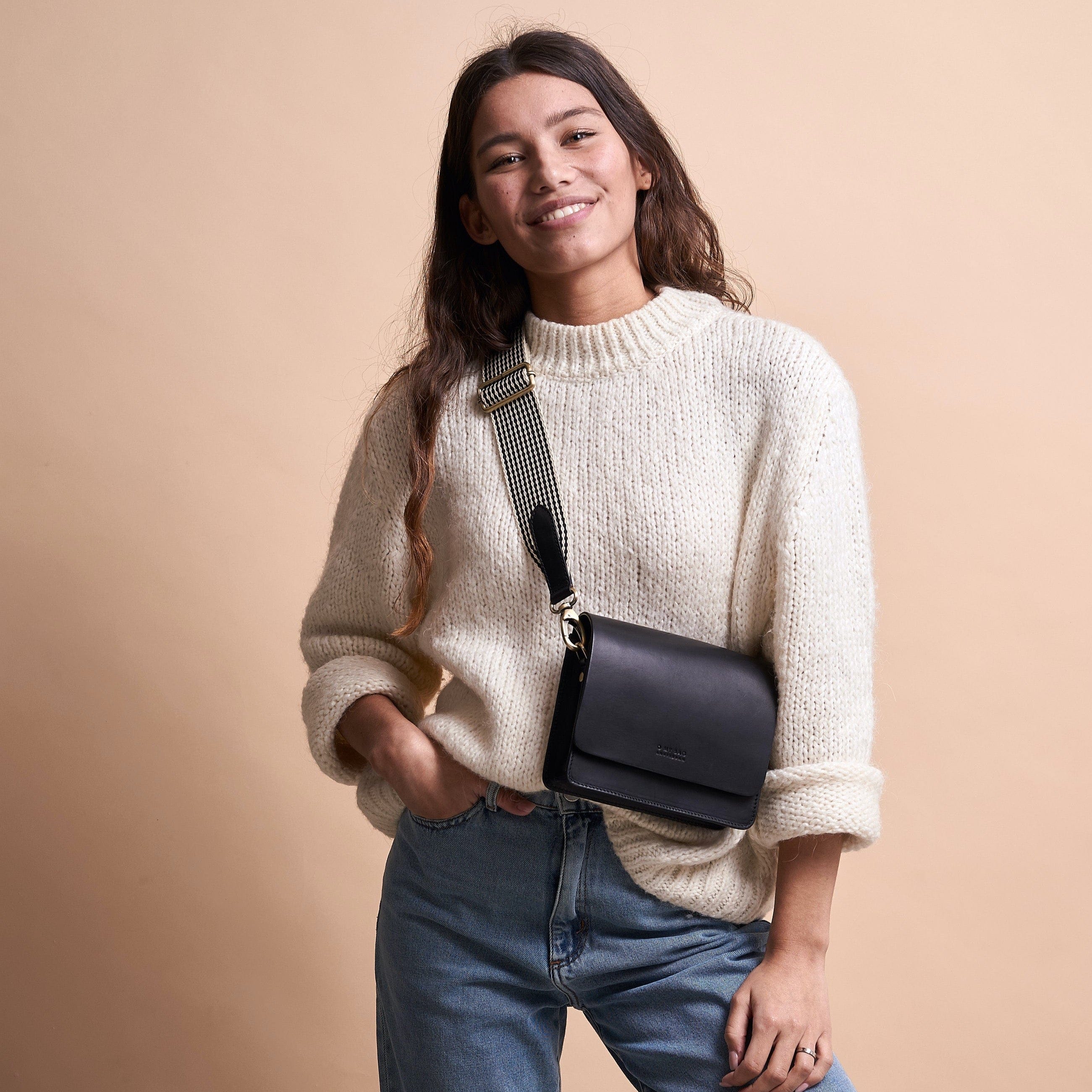 Audrey Mini Tasche - Leder Schwarz mit 2 Straps