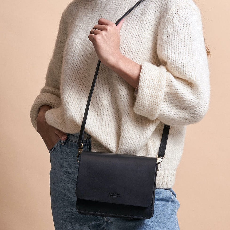 Audrey Mini Tasche - Leder Schwarz mit 2 Straps