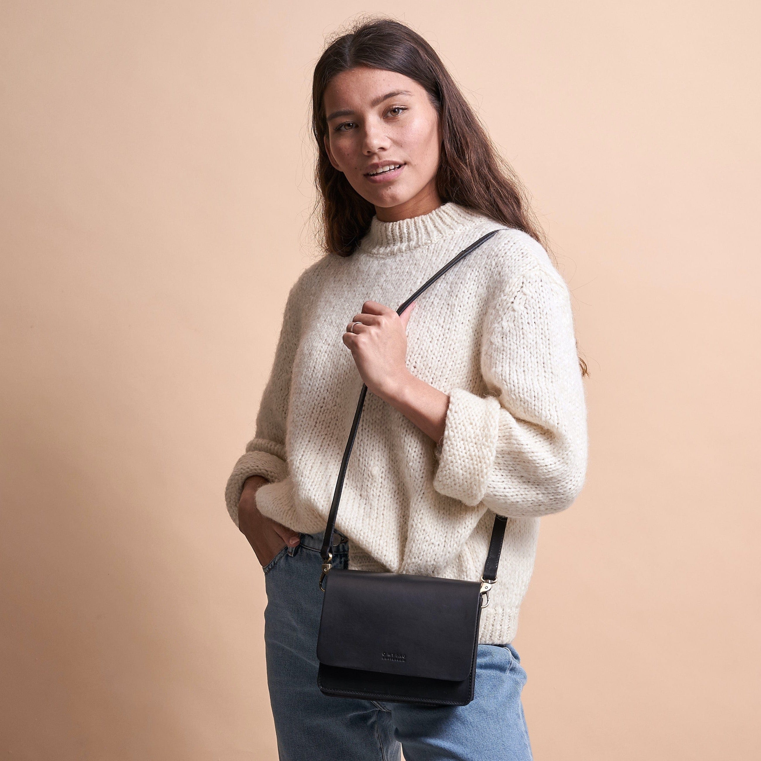 Audrey Mini Tasche - Leder Schwarz mit 2 Straps