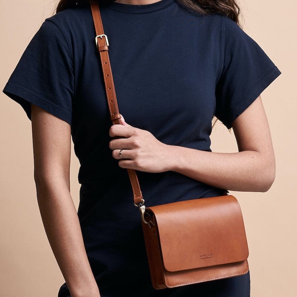 Audrey Mini Tasche - Leder Cognac mit 2 Straps