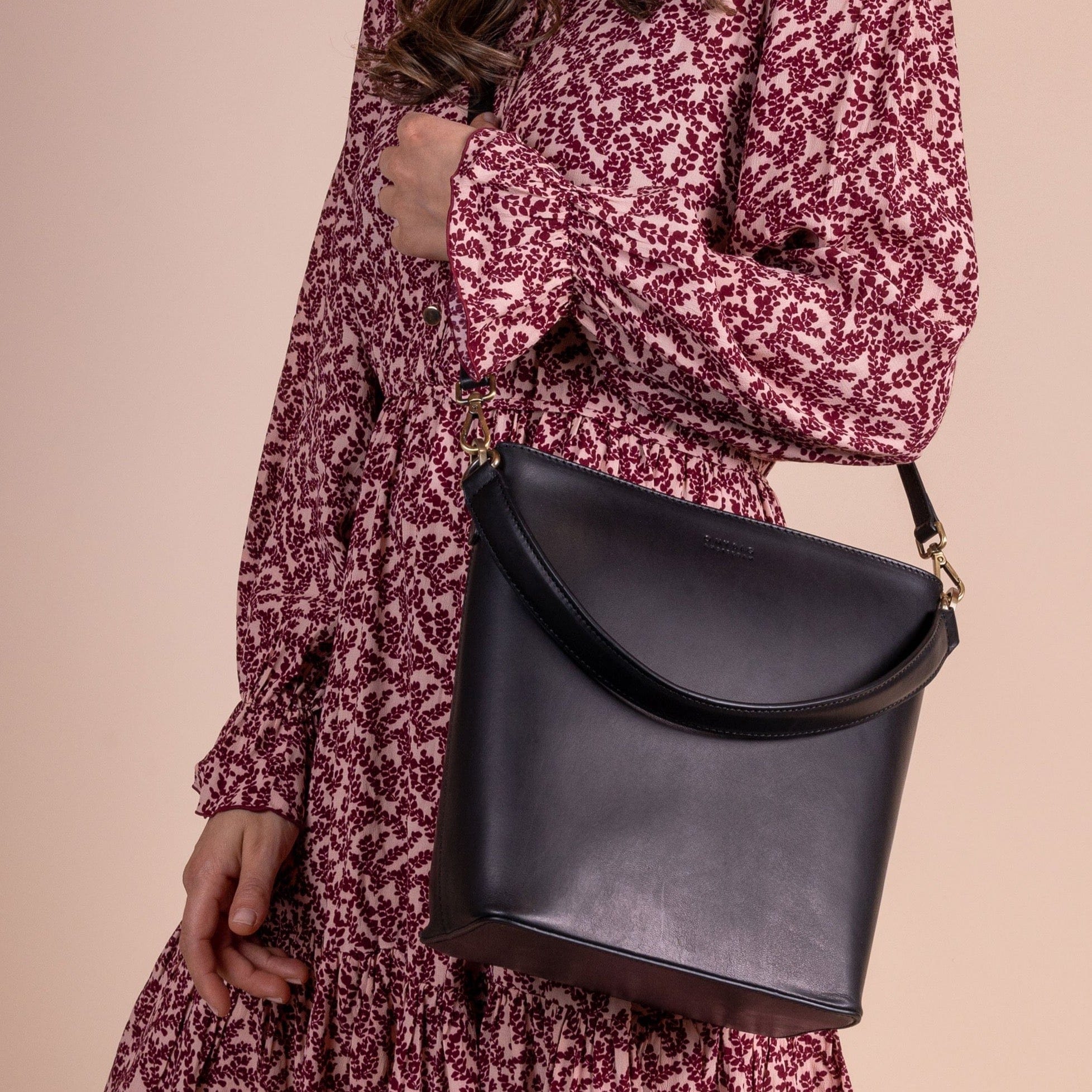 Bobbi Bucket Tasche Maxi - Leder Schwarz