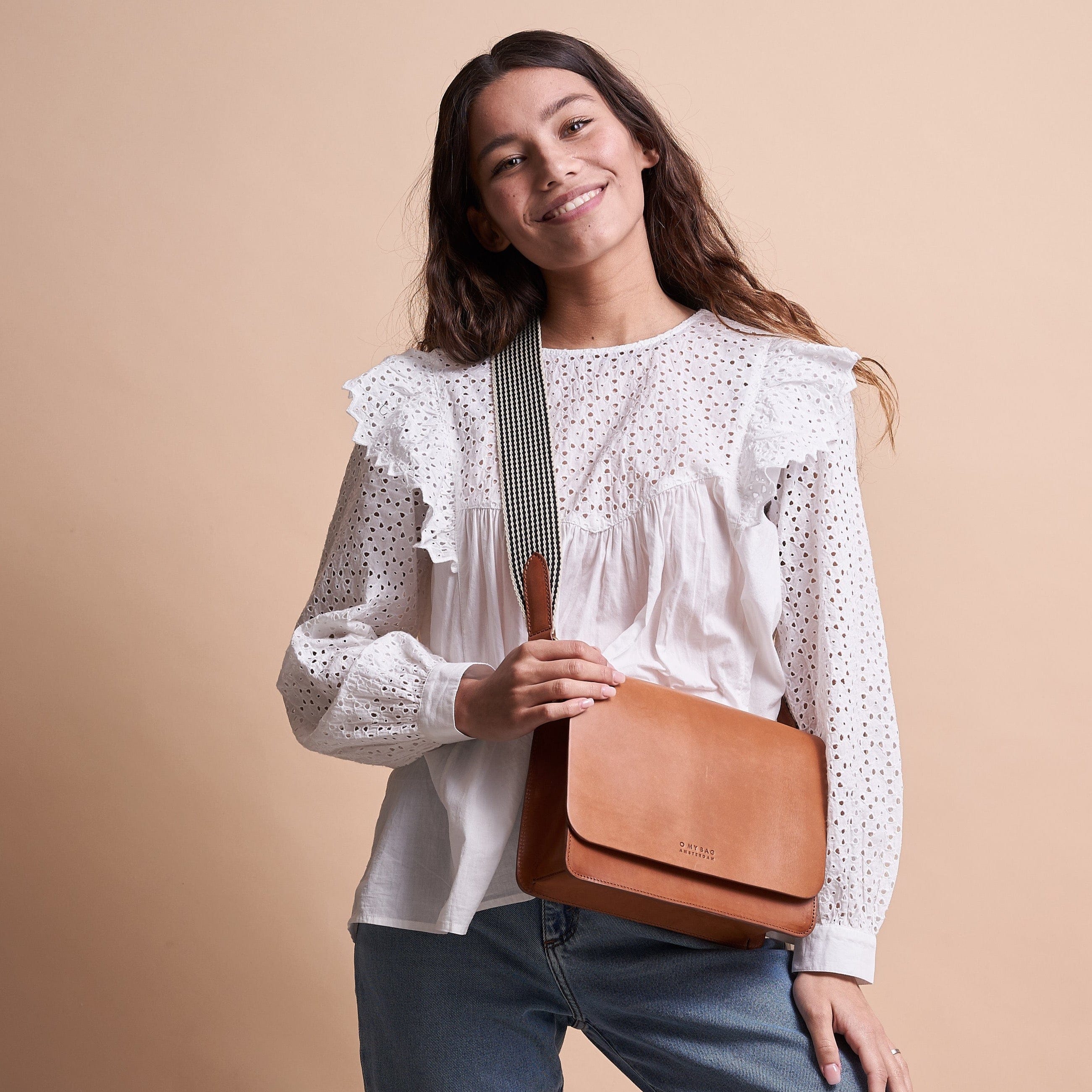 Audrey Tasche - Leder Cognac mit 2 Straps