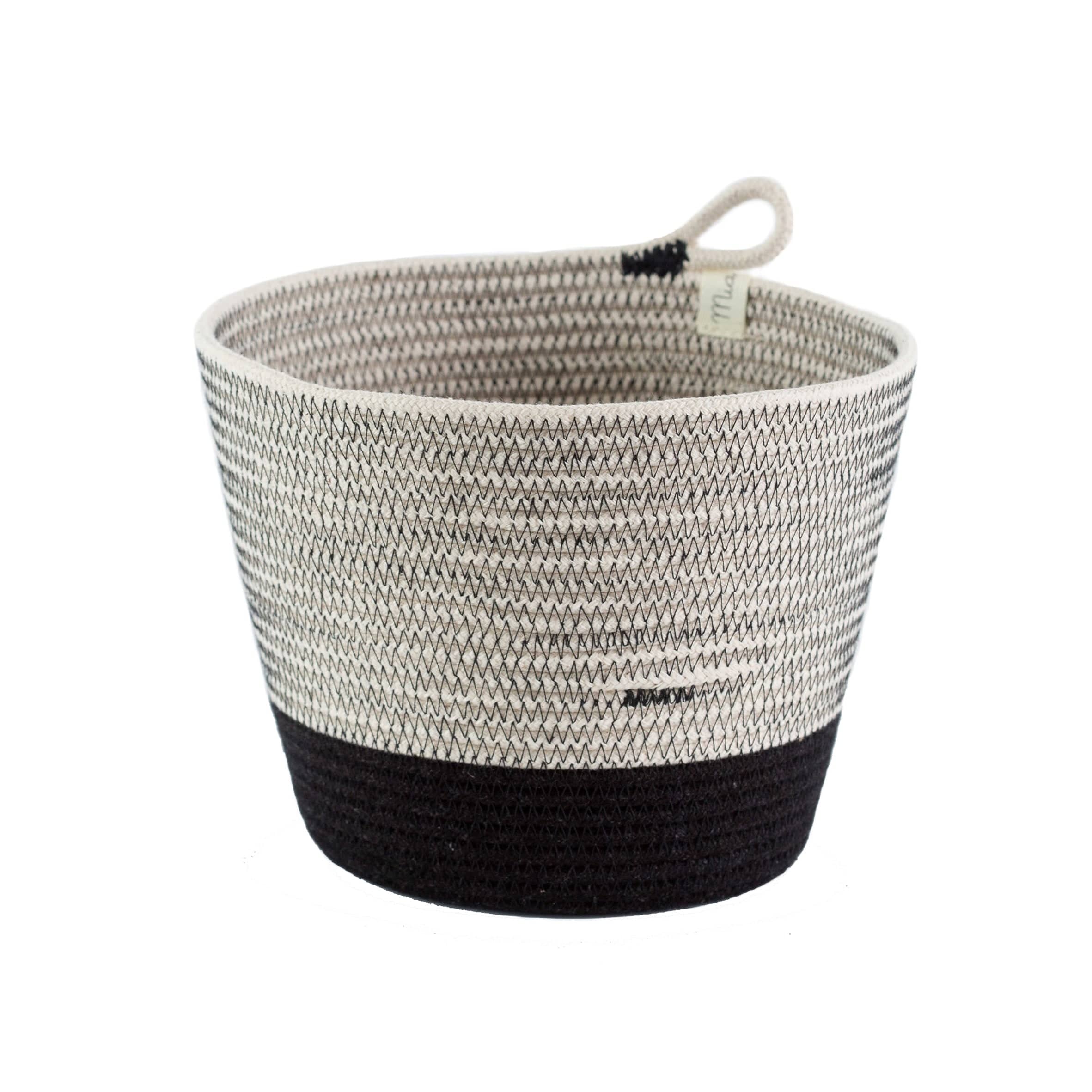 Übertopf aus Baumwolle - schwarz - mkono