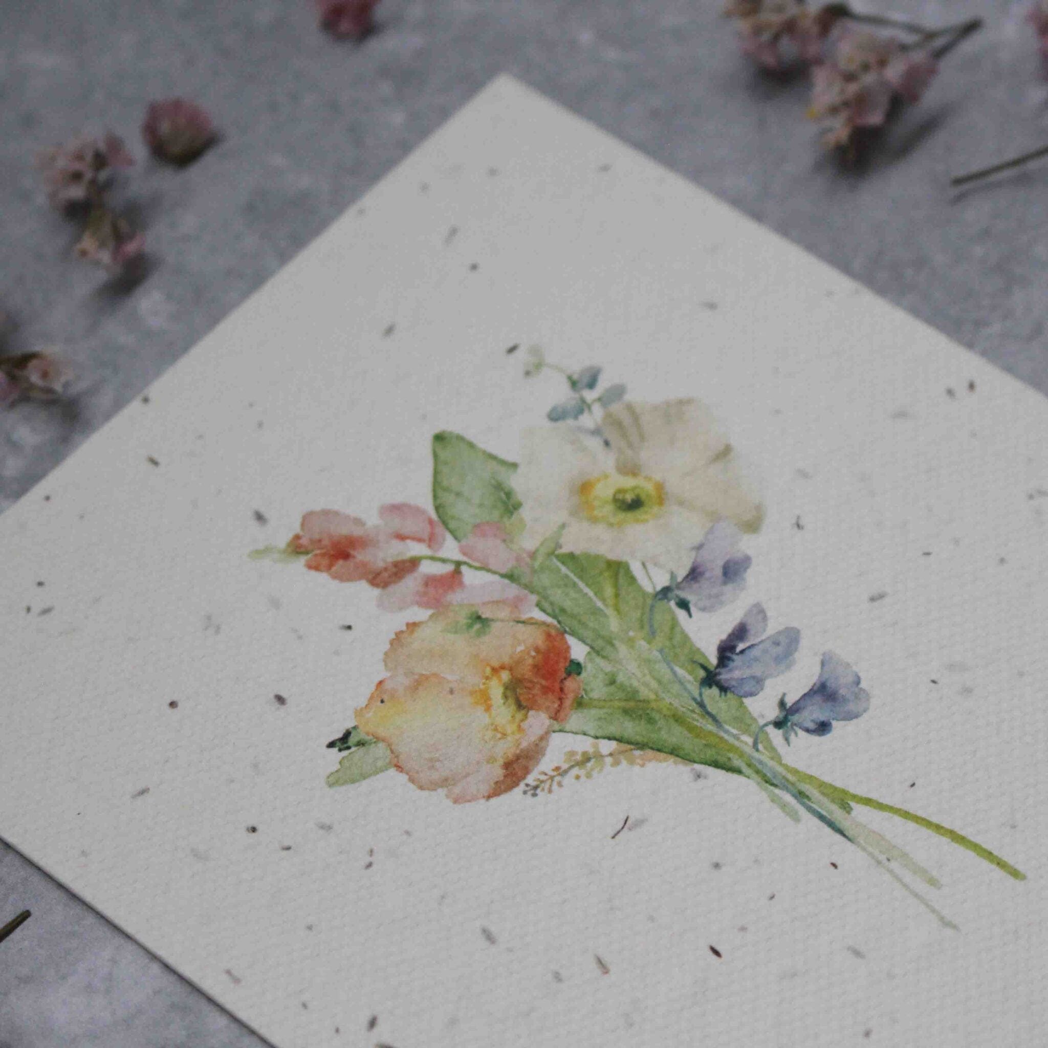 Grußkarte aus Saatpapier blühende Ostergrüße
