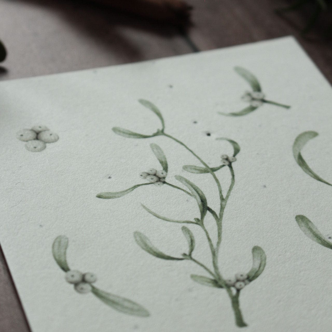 Grußkarte aus Saatpapier Mistelzweig