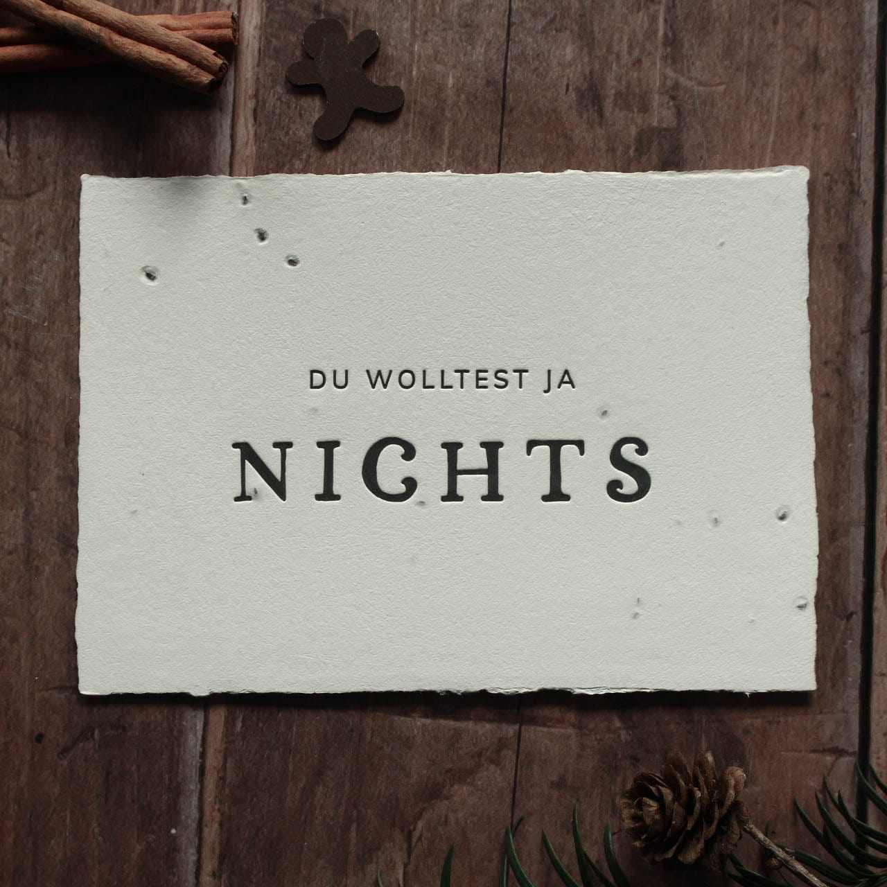 Grußkarte aus Saatpapier Du wollest ja nichts