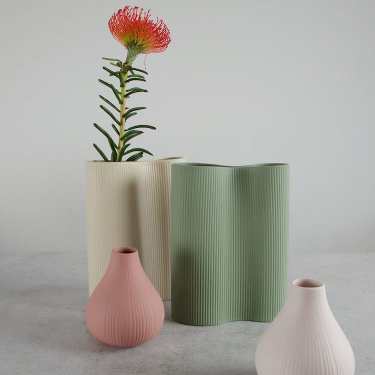 Vase Ekenas terra rund mit Rillen Skandi Storefactory