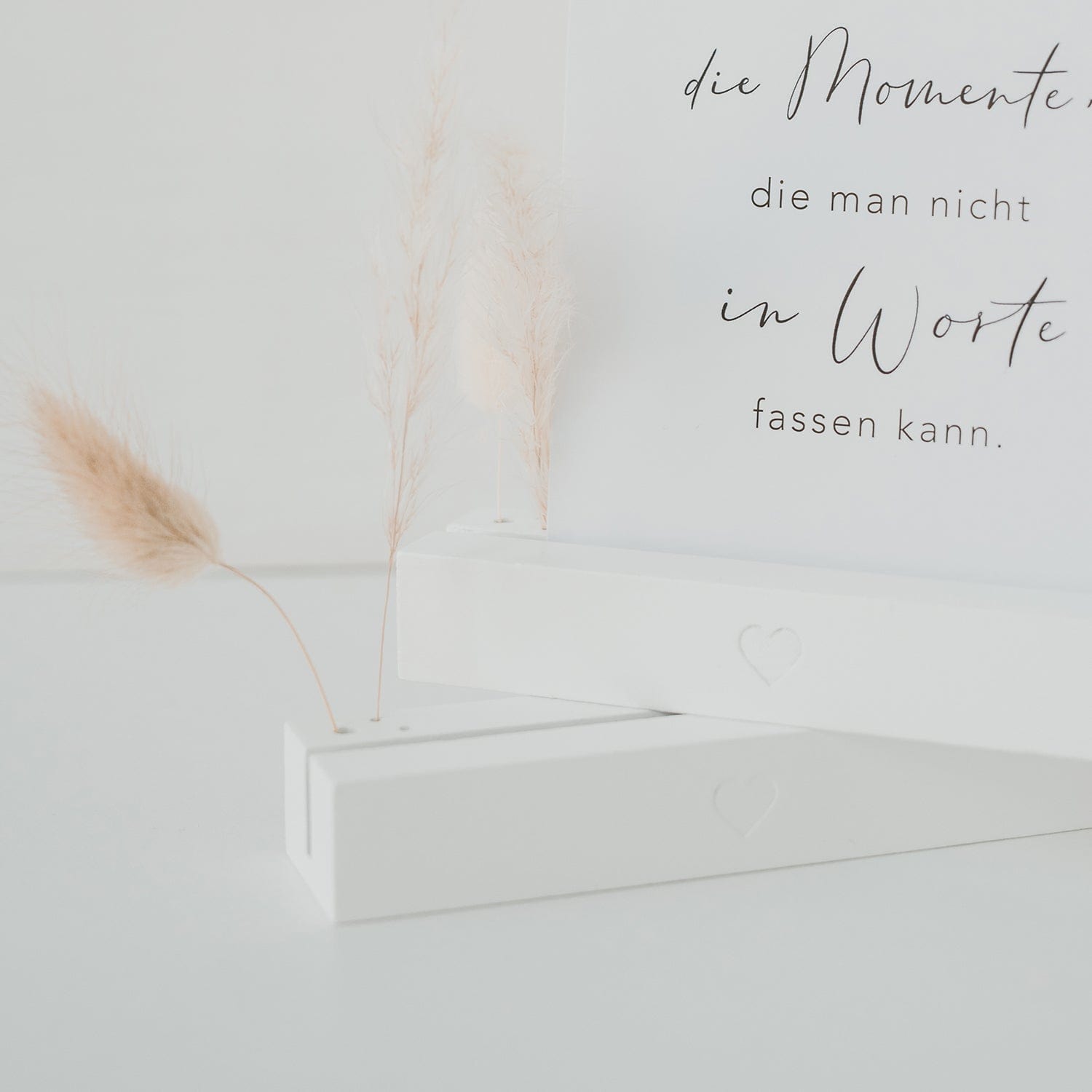 Karten- und Blumenständer Herz 2er Set - weiß 12cm