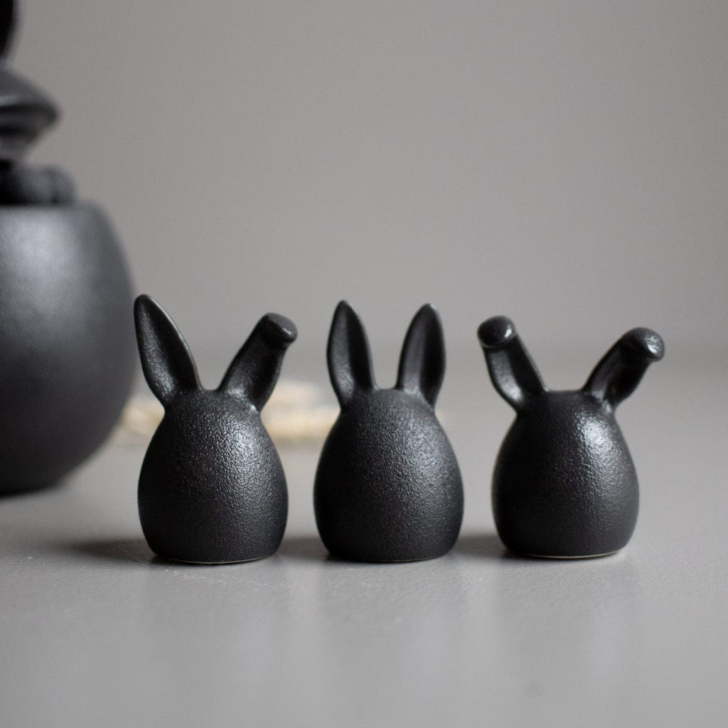 Osterdekoration 3er Set Hasen in schwarz für Ostern