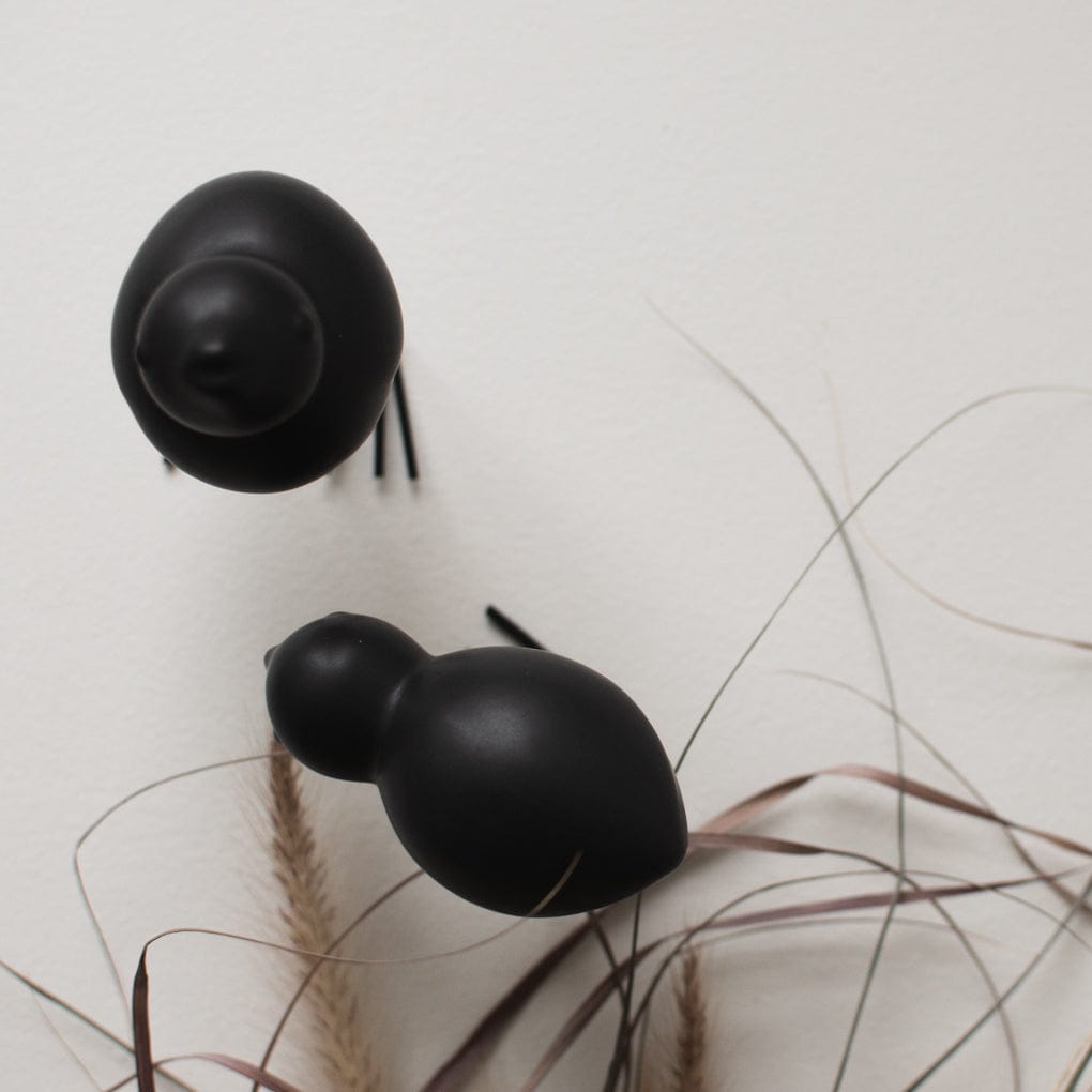 Swedish Birds Dekofiguren 2er Set - schwarz