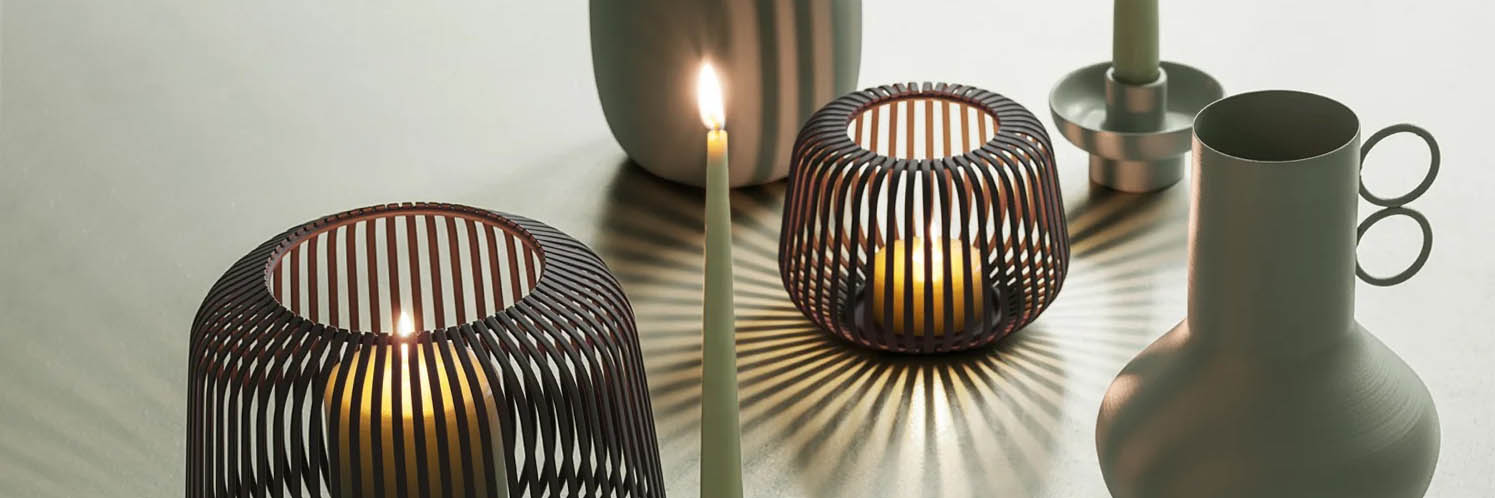 Vase Miyabi von blomus in grün dekoriert mit Zweigen bei mkono.de