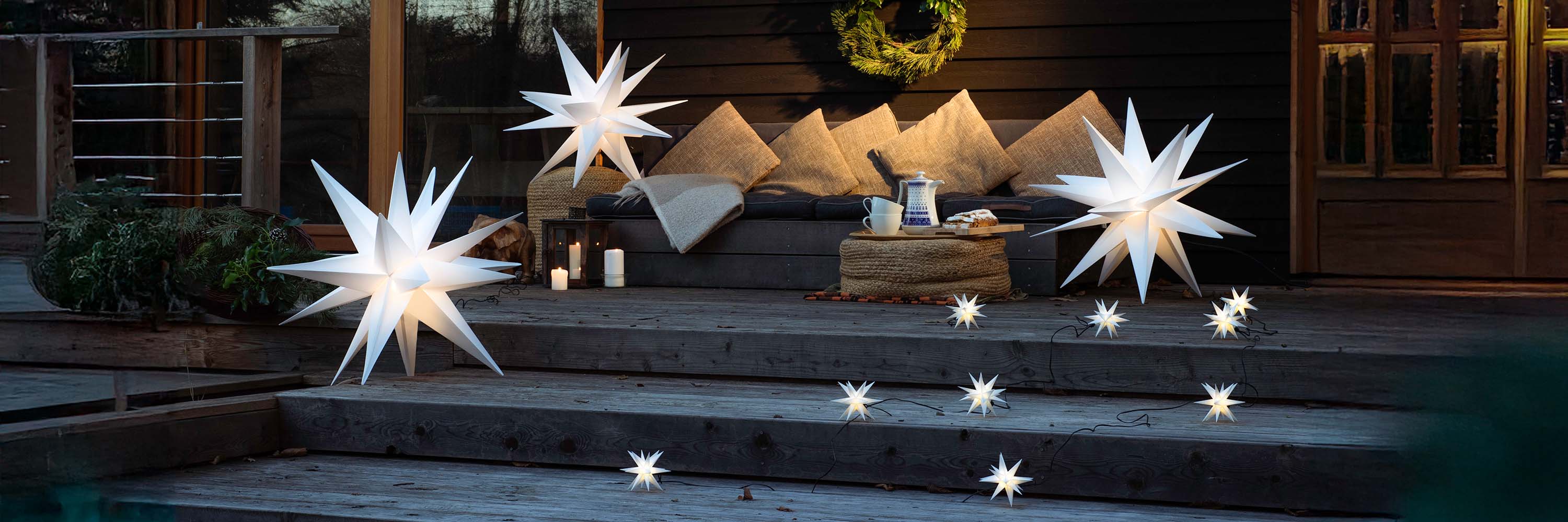 LED Sternen Lichterkette Mit USB – Wasserdicht IP43, 20 Sterne, Warmweiß, Für Zelt, Terrasse & Weihnachten