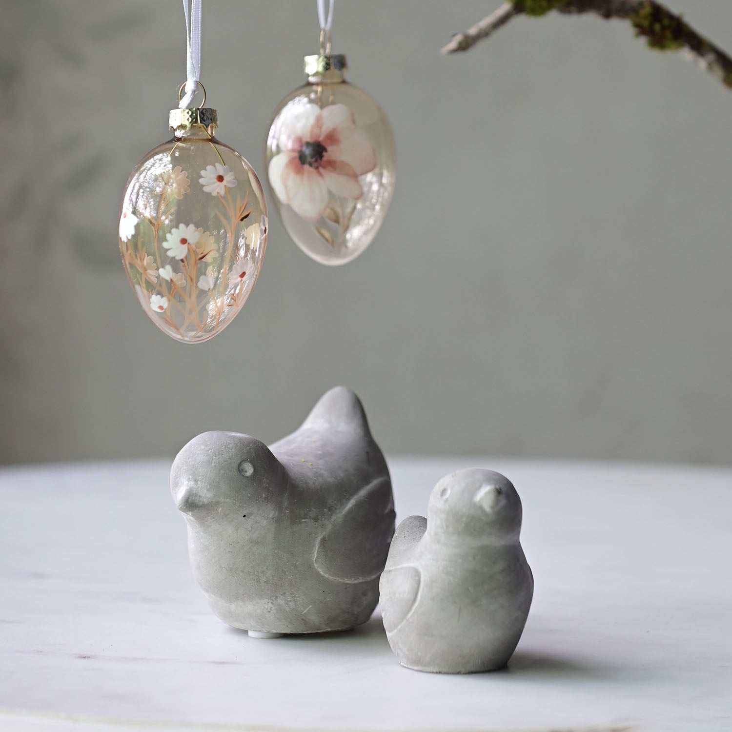 Küken aus Beton 2er Set - grau