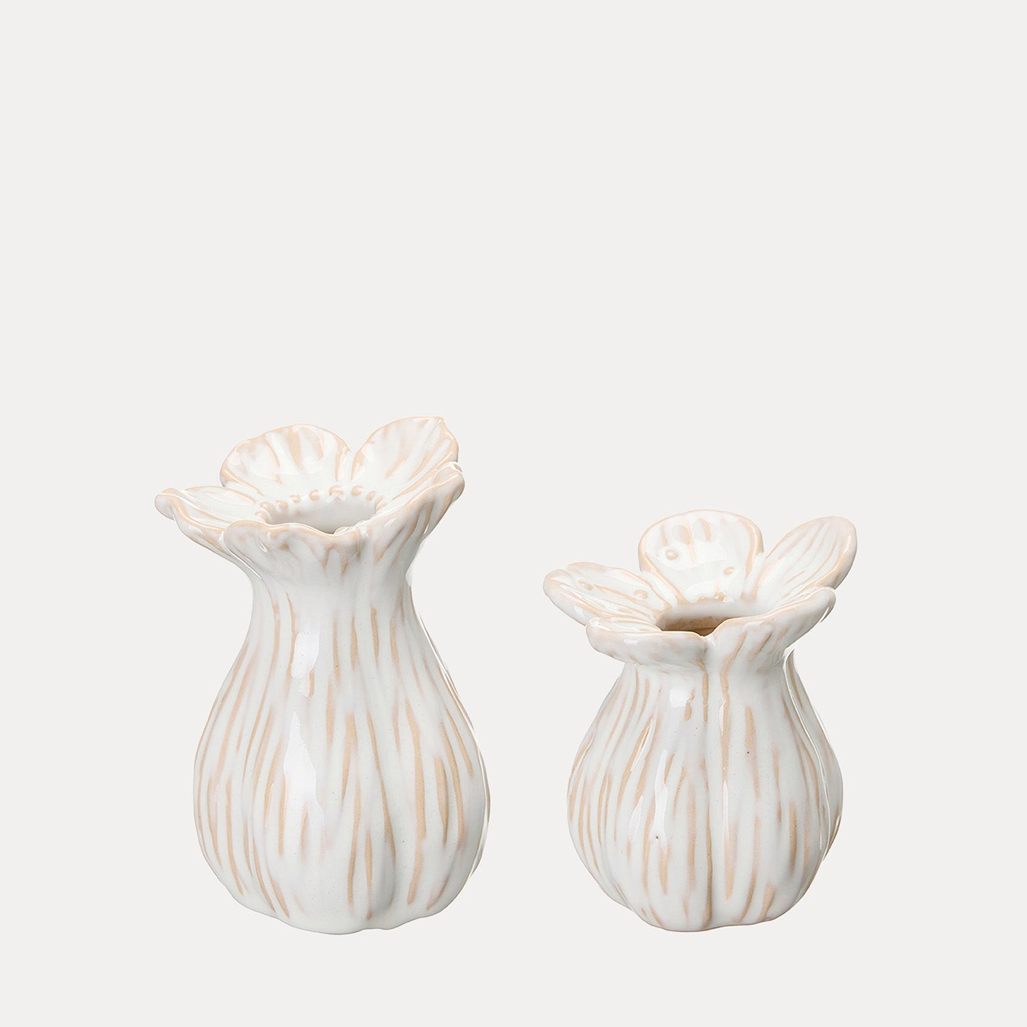 Vase Ingrid 2er Set - weiß melange