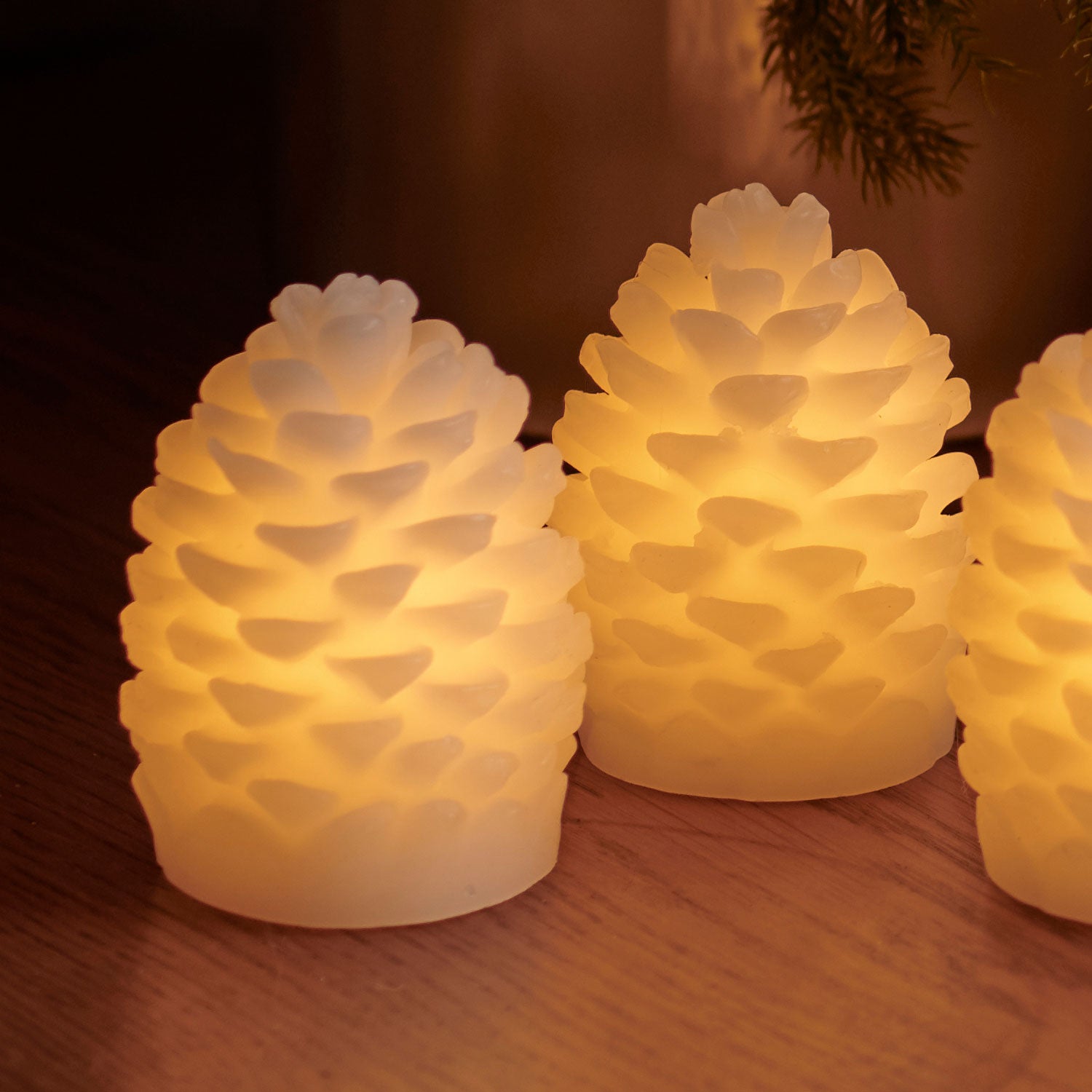 LED-Leuchte Zapfen Clara mini 2er Set Wachs - weiß