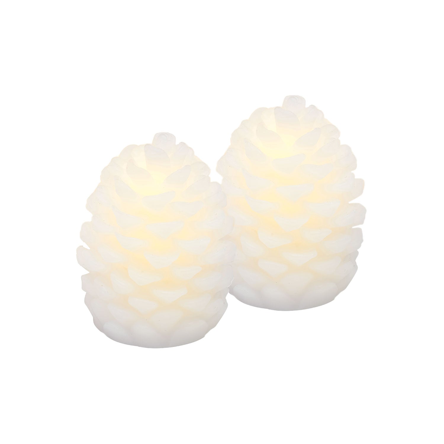 LED-Leuchte Zapfen Clara mini 2er Set Wachs - weiß