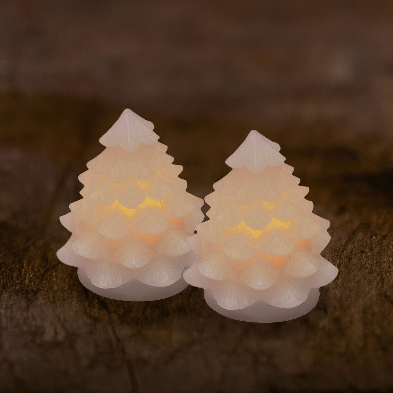 LED-Leuchte Tannenbaum Carla 2er Set Wachs - weiß