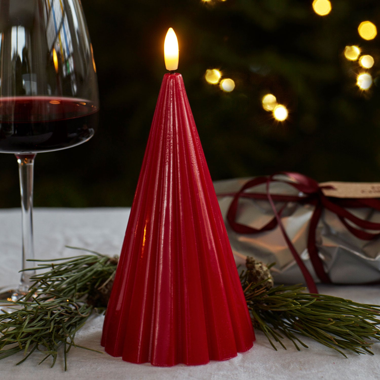 LED-Kerze Tannenbaum Laura - rot