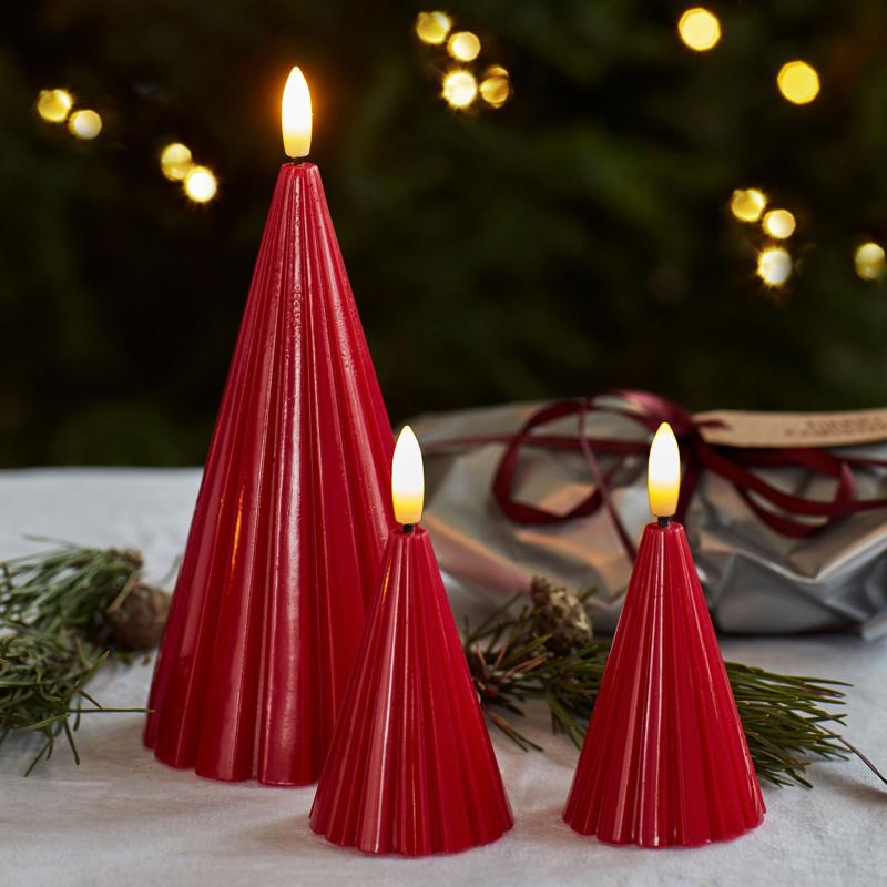 LED-Kerze Tannenbaum Laura 2er Set - rot