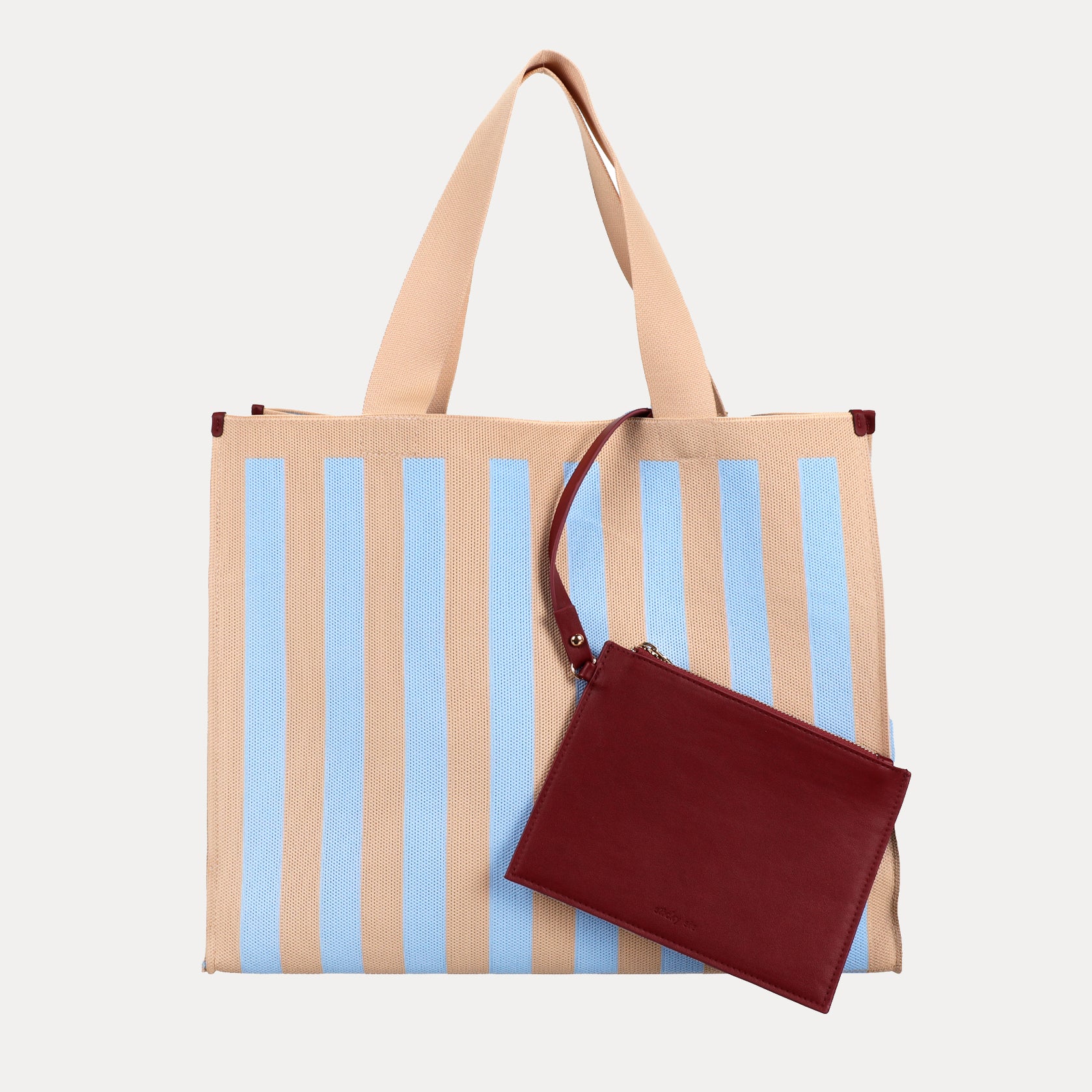 Knitted Shopper - marzipan & sky