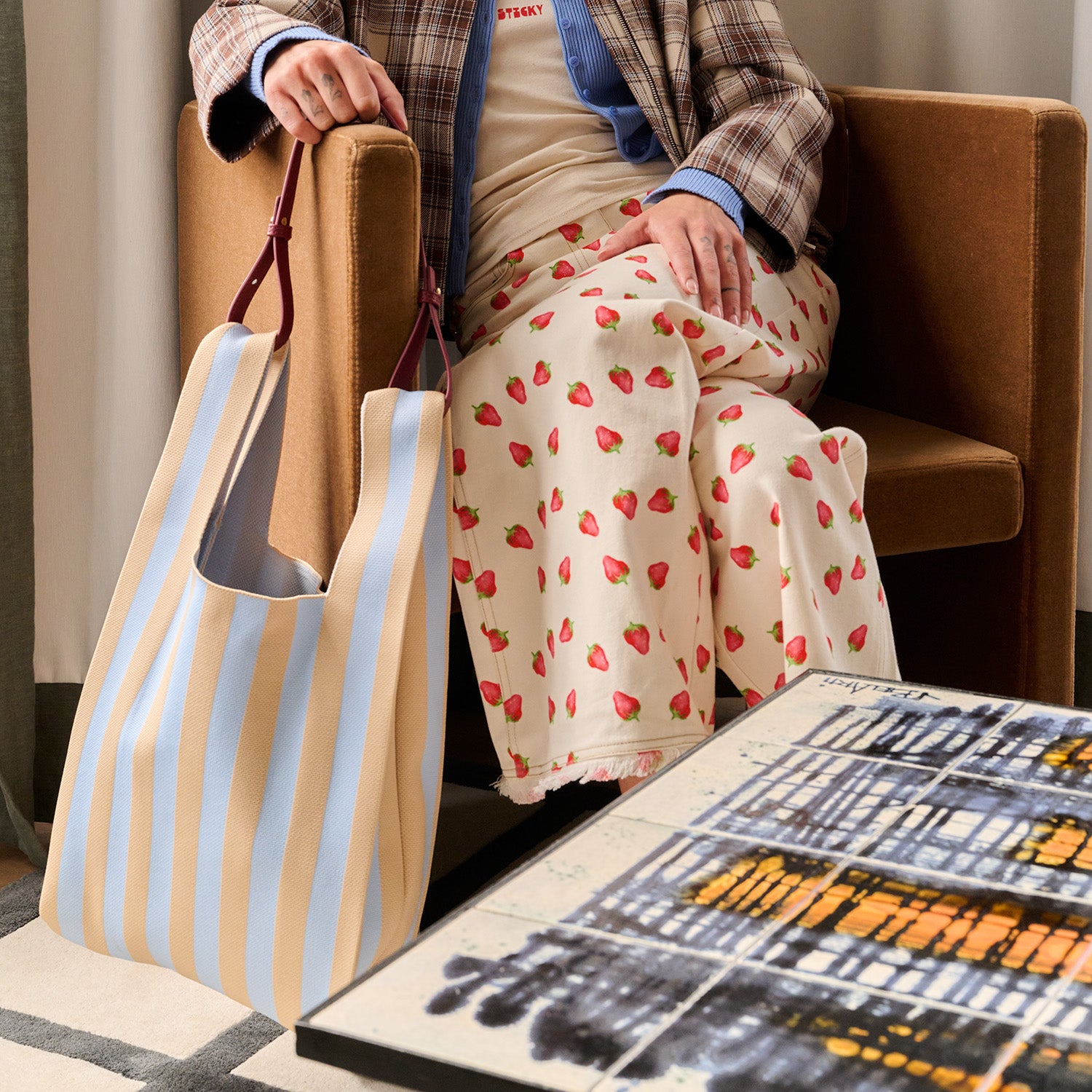 Knitted Markttasche - marzipan & sky