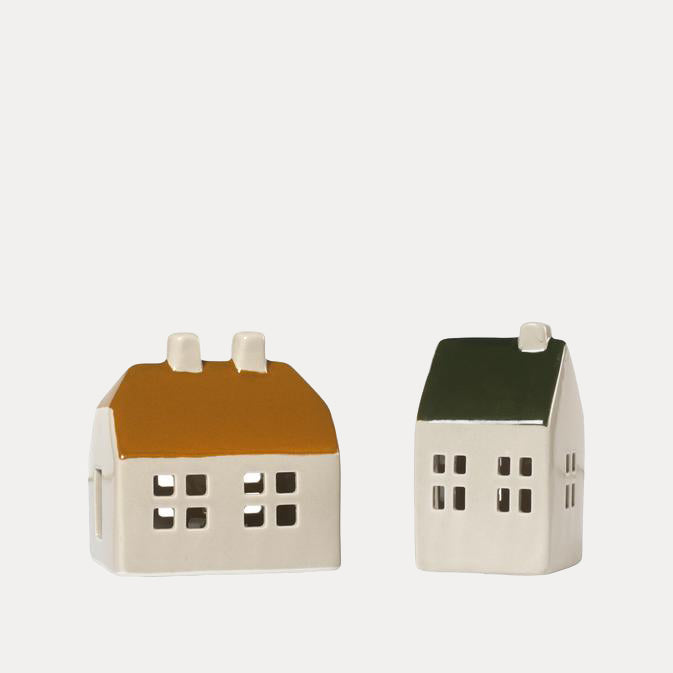Lichthaus Bo 2er Set - goldbraun & grün
