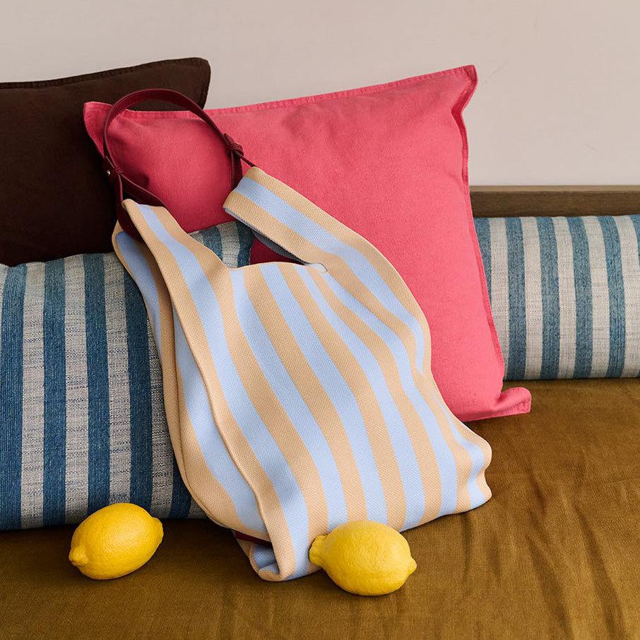 Knitted Markttasche - marzipan & sky