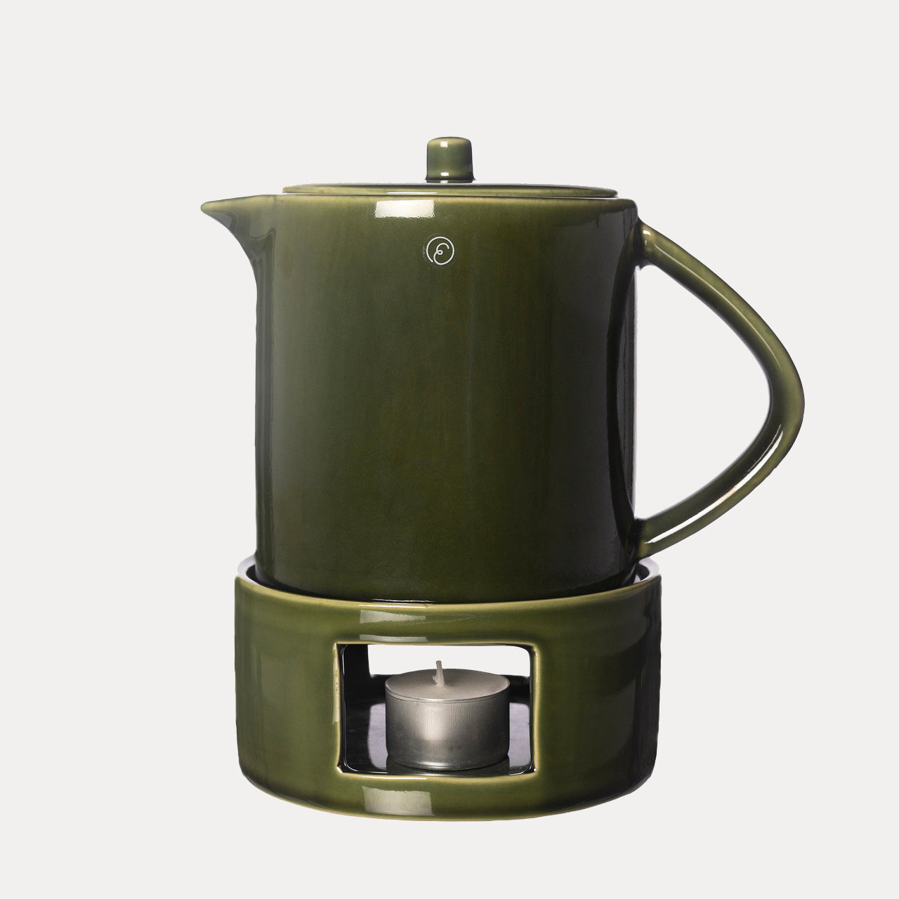 Teekanne mit Stövchen - grün