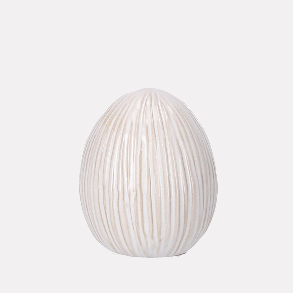 Deko Osterei Rille - cremeweiß