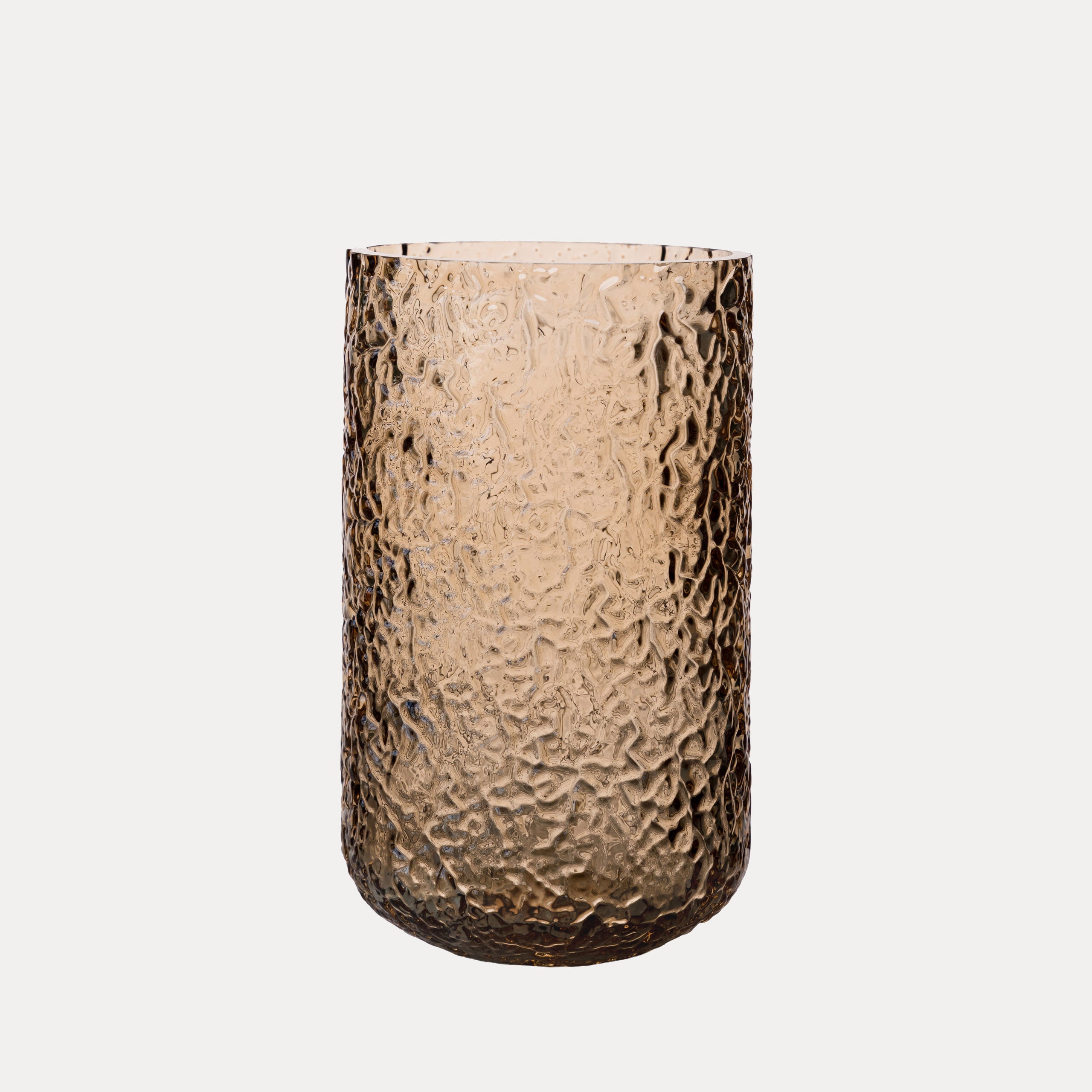 Kerzenhalter / Vase gemustert aus Glas - amber