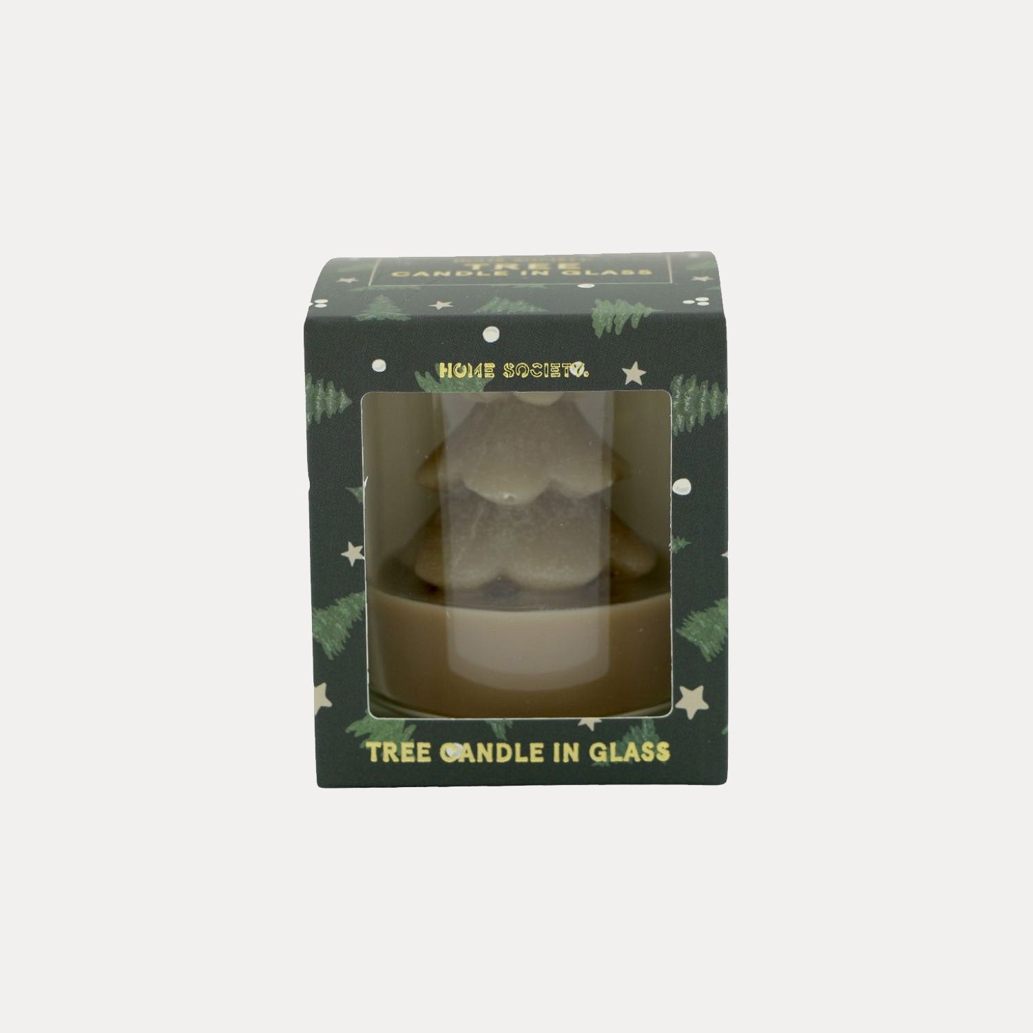 Kerze im Glas Baum - taupe