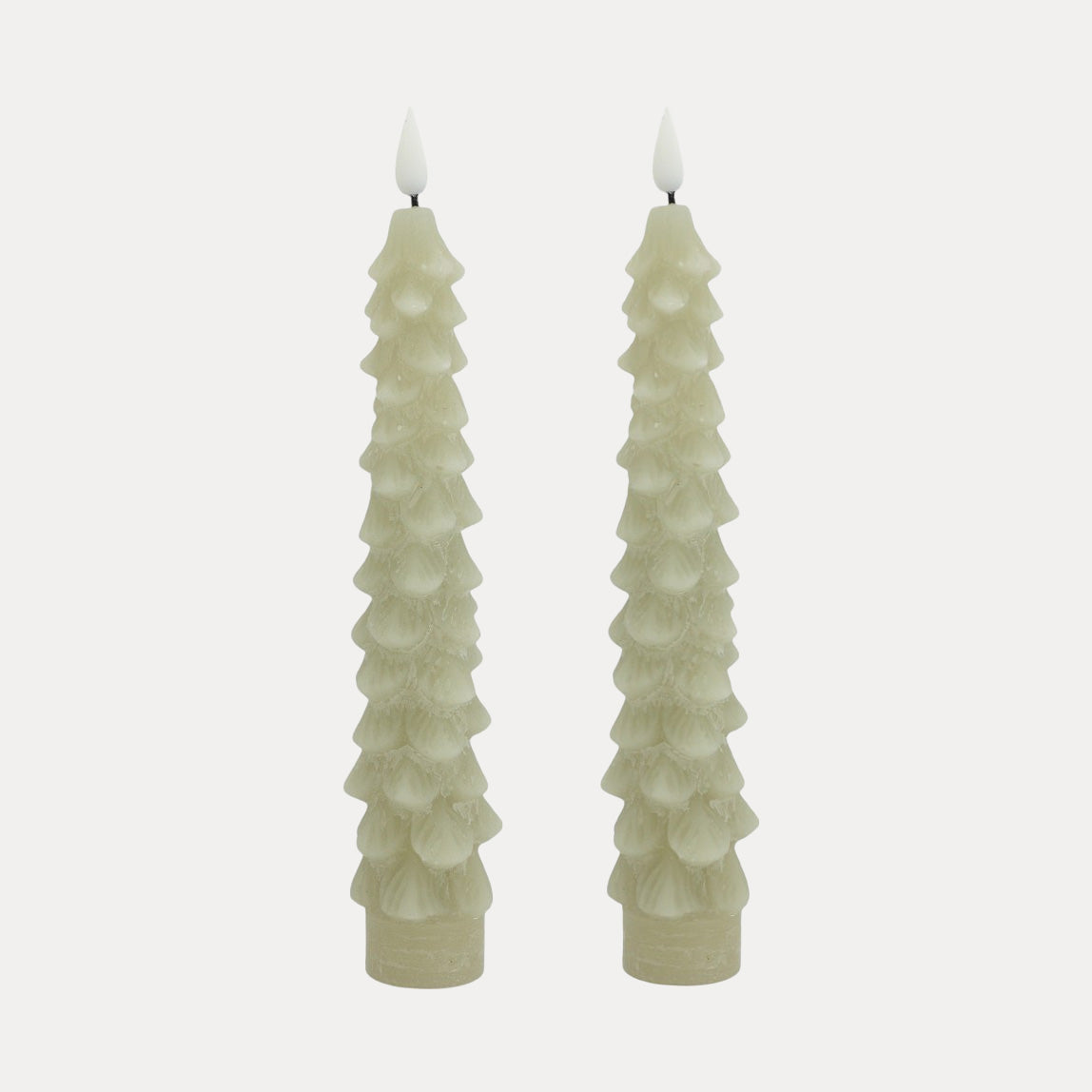 LED Stabkerzen 2er Set Tannenbaum - greige