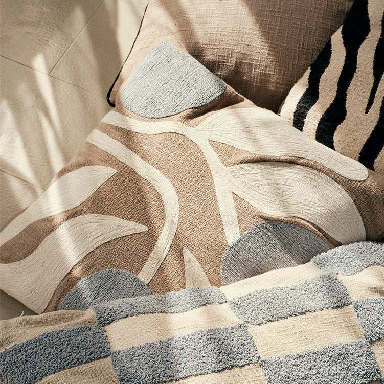 Kissenbezug Dora - Taupe Greige / Light Blue