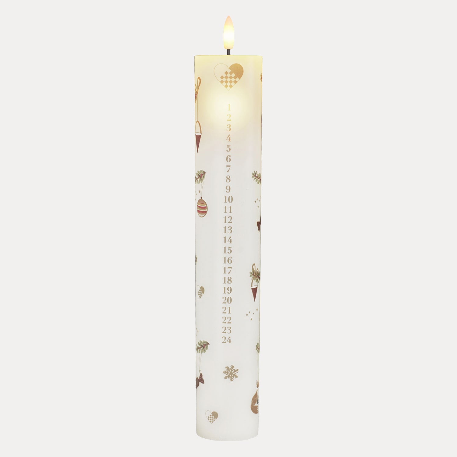 LED-Kalenderkerze Mie - weiß gold