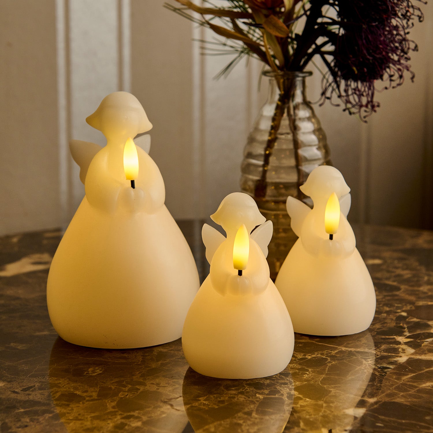 LED-Leuchte Engel Lucia 2er Set Wachs - weiß