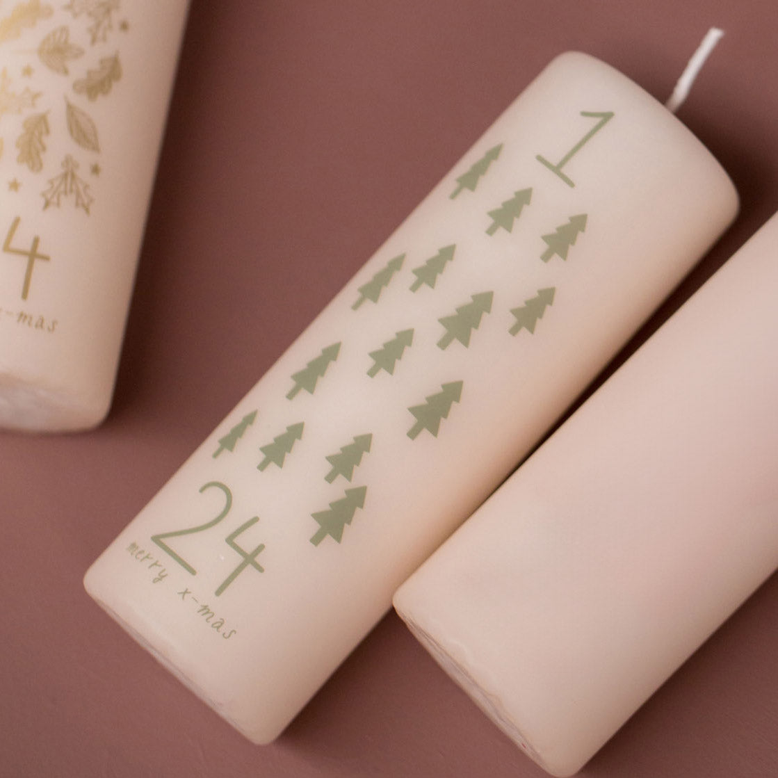 Adventskerze - Tannenbäume