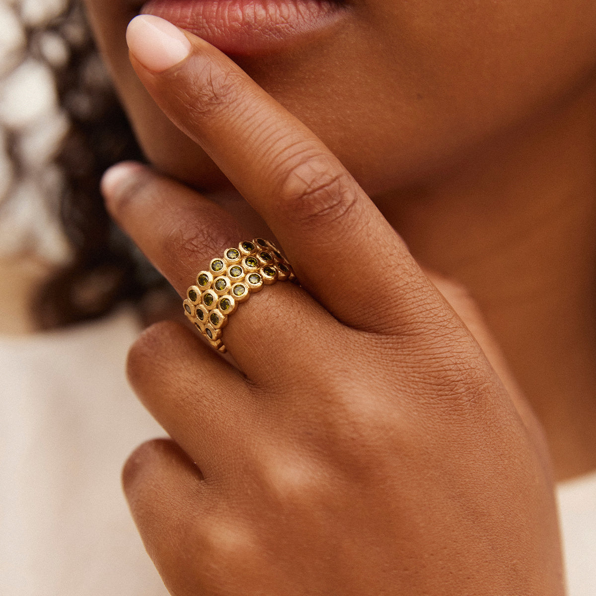 Ring Amelia Trio - olive gold